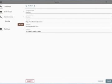 Define Connections: The first step is to define source and destination data sources or input/outputs. Currently InfoHitch supports inputs of CSV or DocStar workflow step.